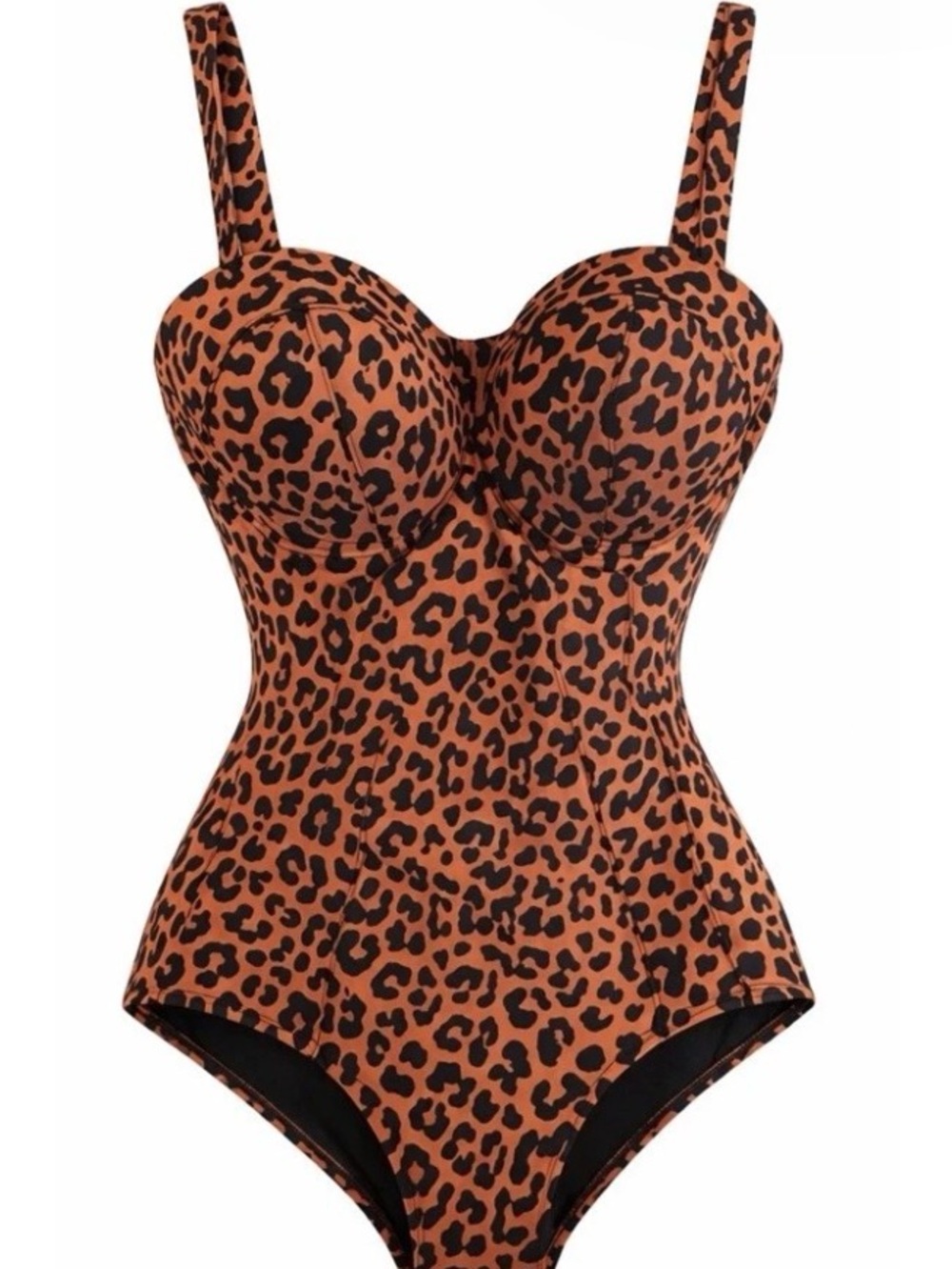 TA3 Pushy Leopard Print One-Piece Swimsuit with Underwire and Corset Bodice